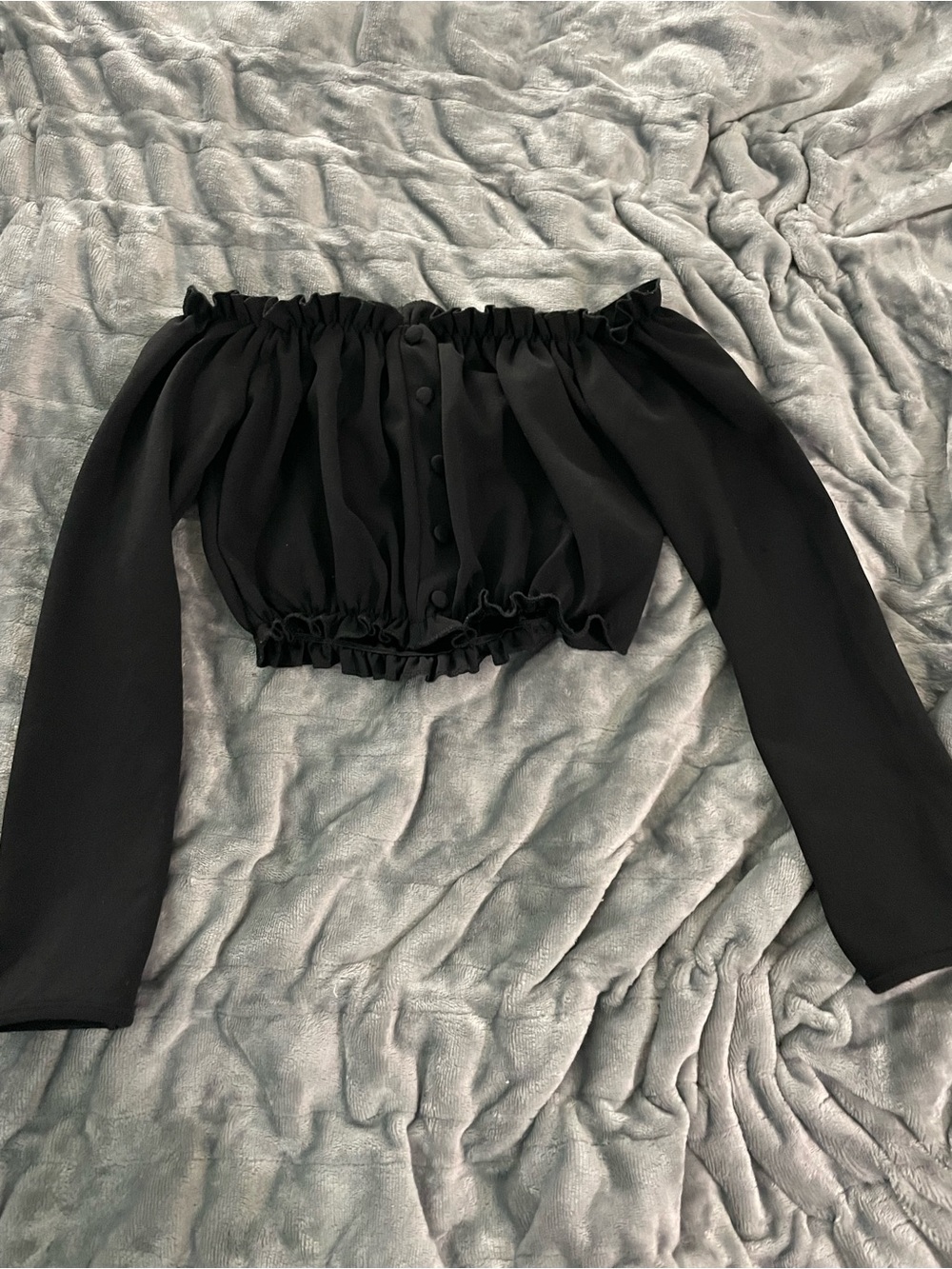 New Look Black Off-Shoulder Long Sleeve Top